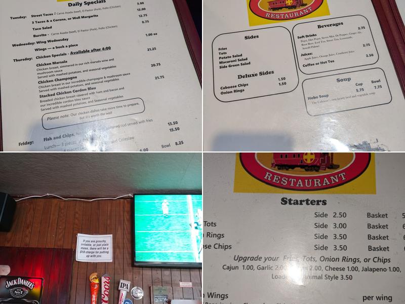 The Red Caboose Menu