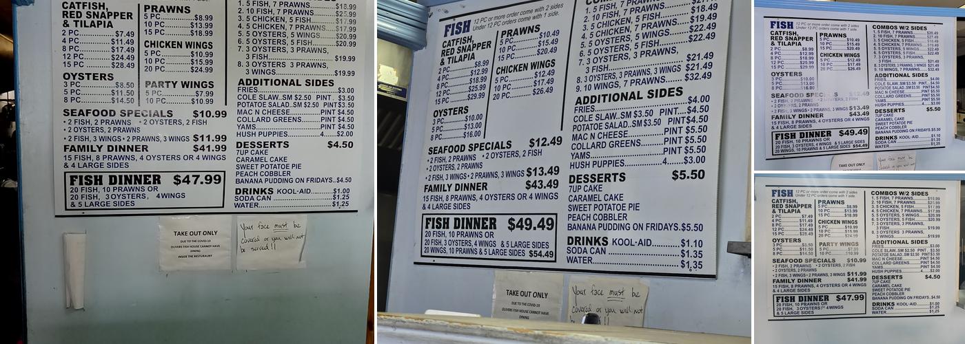 Oliver Fish House Menu