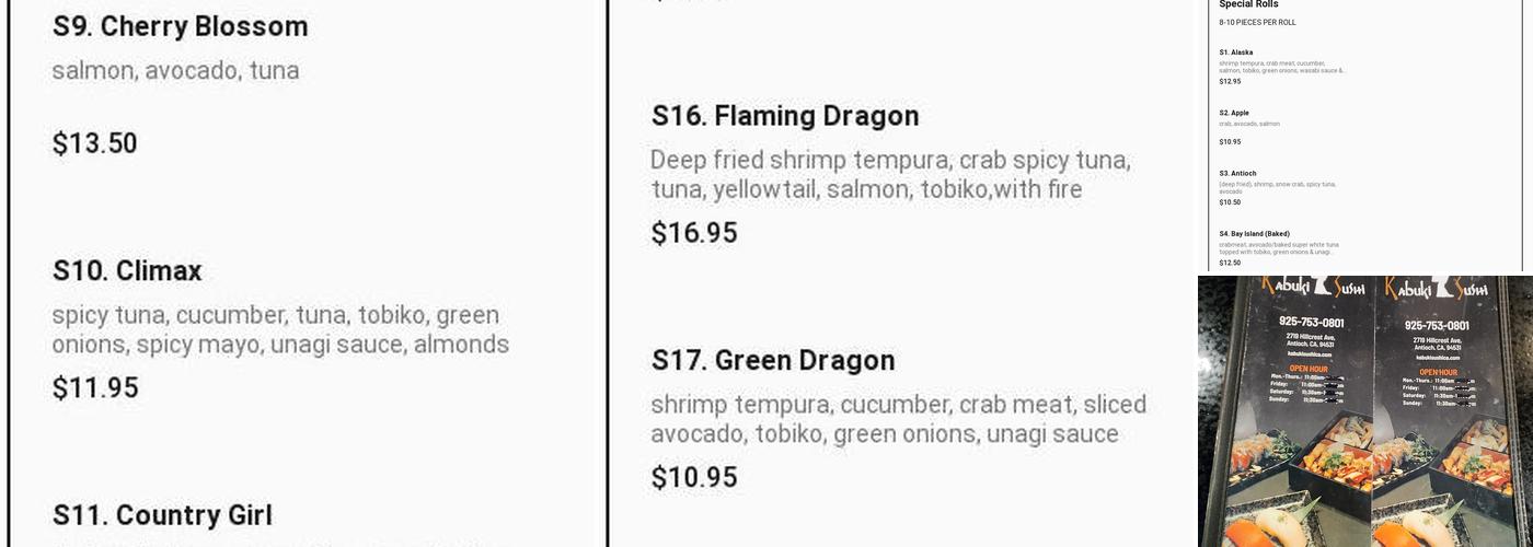 Kabuki Sushi Menu