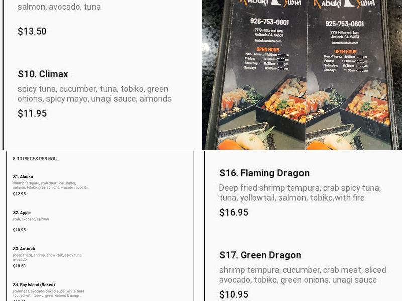 Kabuki Sushi Menu