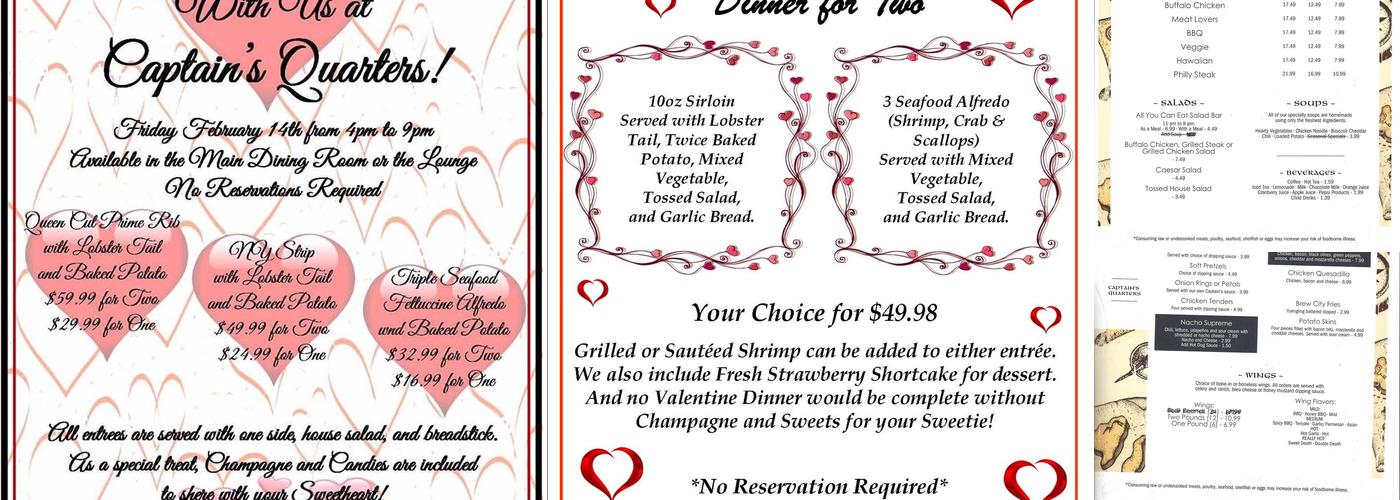 Captain's Quarters Lounge Menu