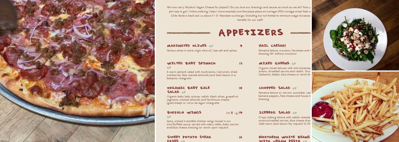 The Pizza Place on Noriega Menu