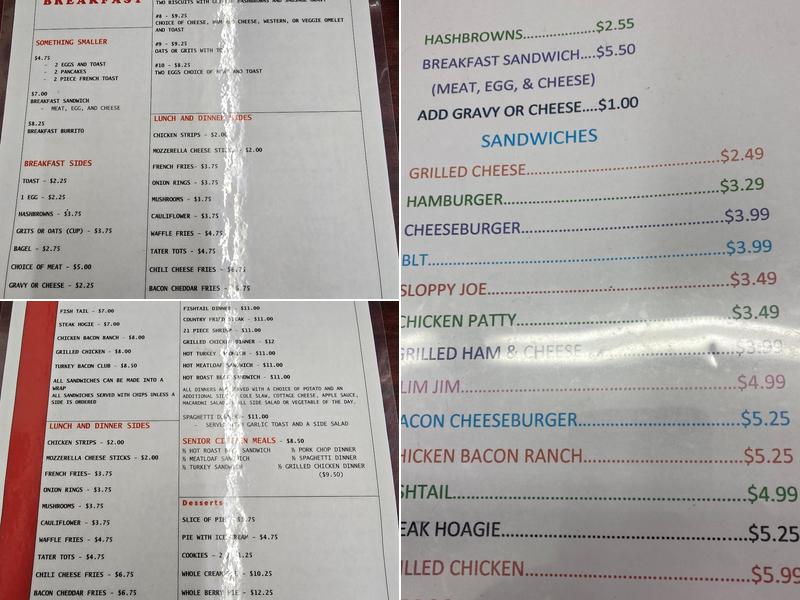 Woodsfield Diner Menu