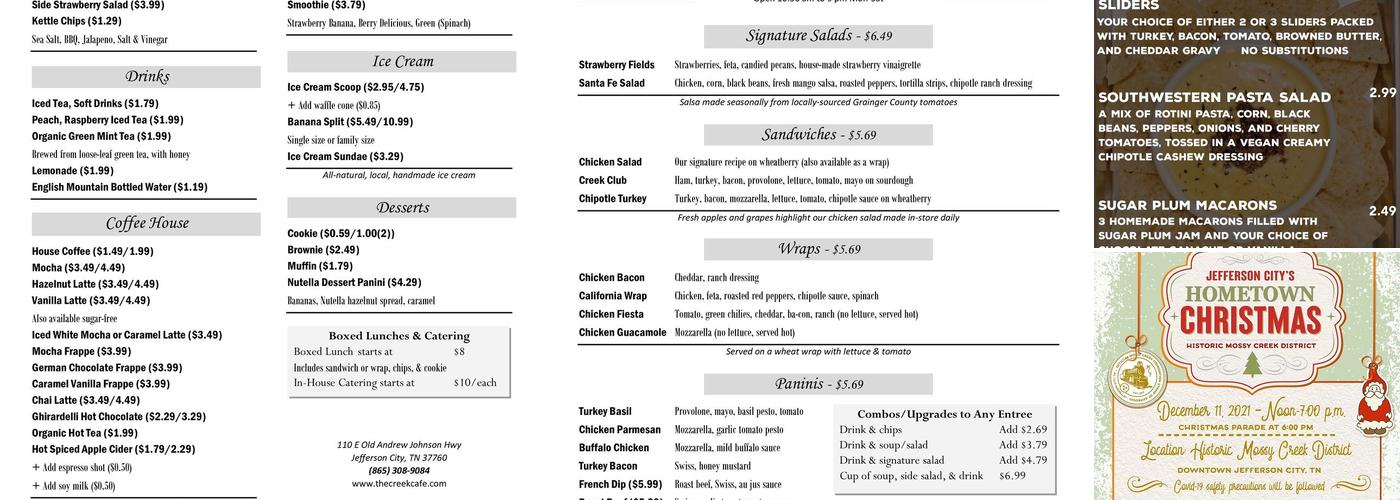 The Creek Downtown Menu