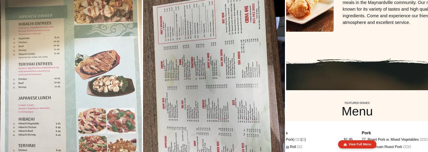 China One Menu