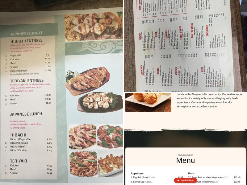 China One Menu