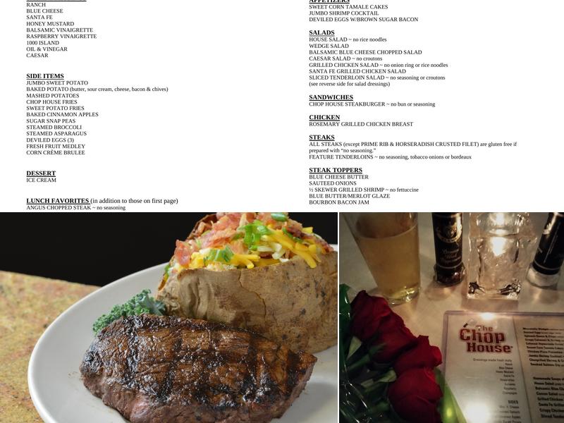 The Chop House Menu