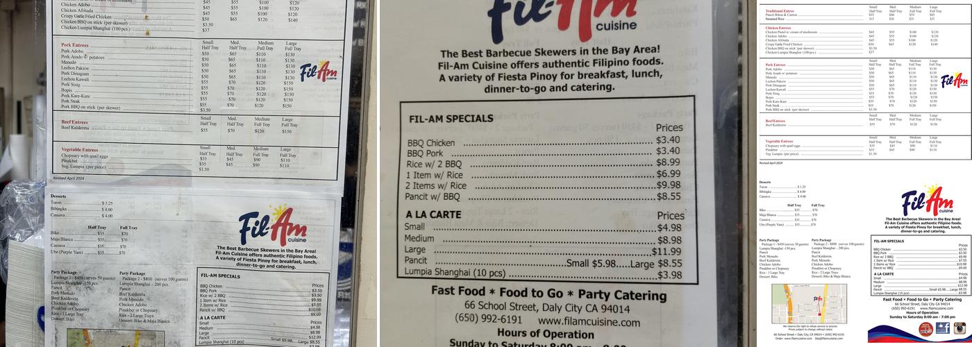 Fil-Am Cuisine Menu