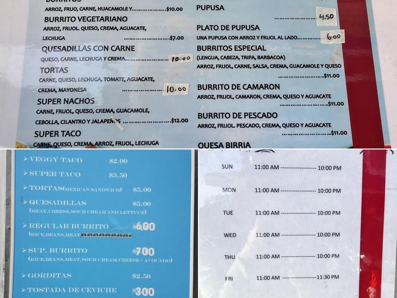 El Potosino Menu