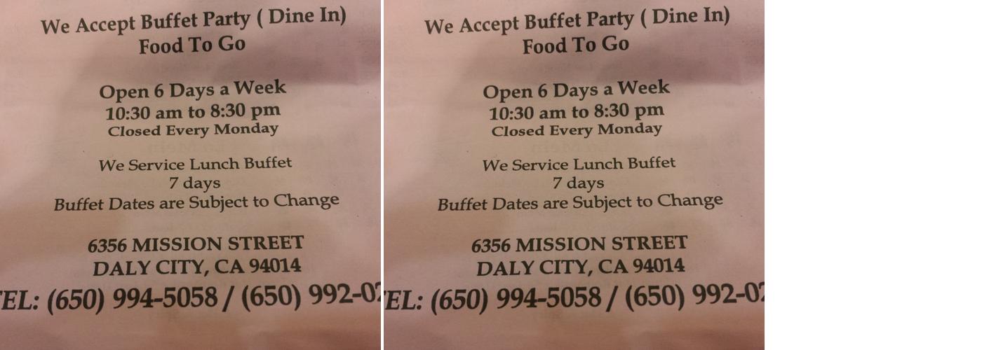 Pacific Restaurant Menu
