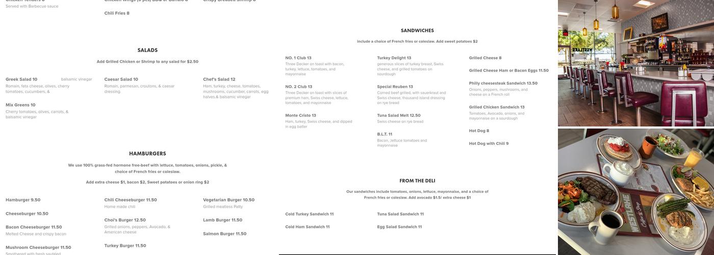 Westlake Coffee Shop Menu