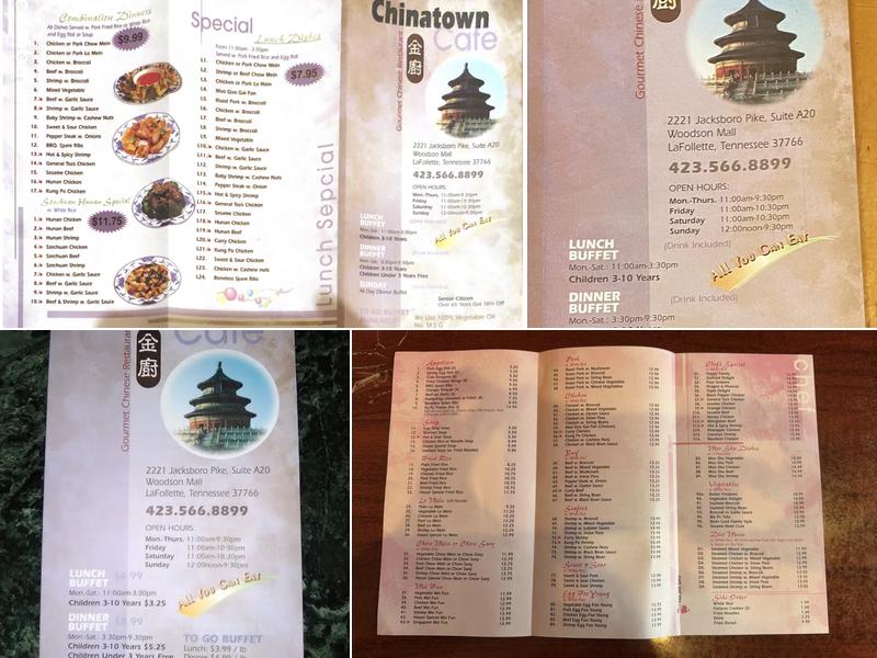China Town Cafe Menu