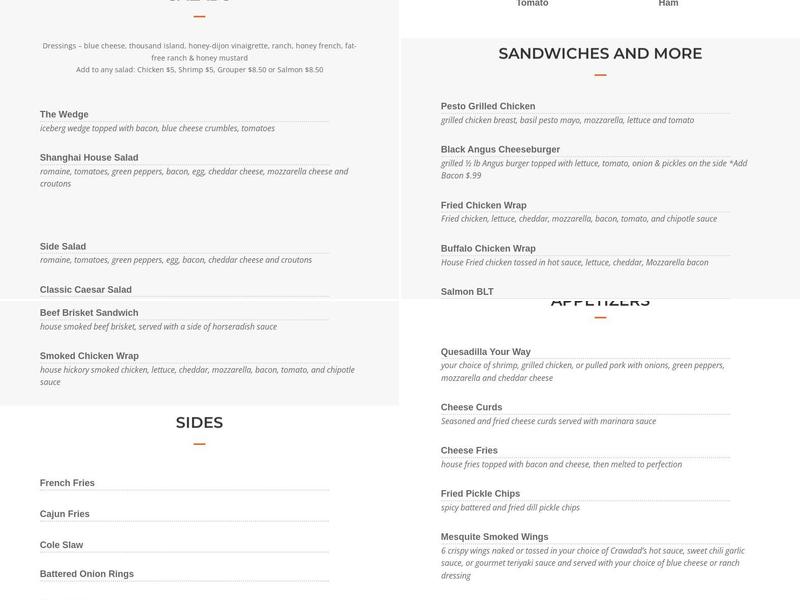 Castaways Grill and Bar Menu