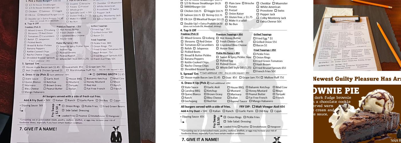 State Burger Co. Menu
