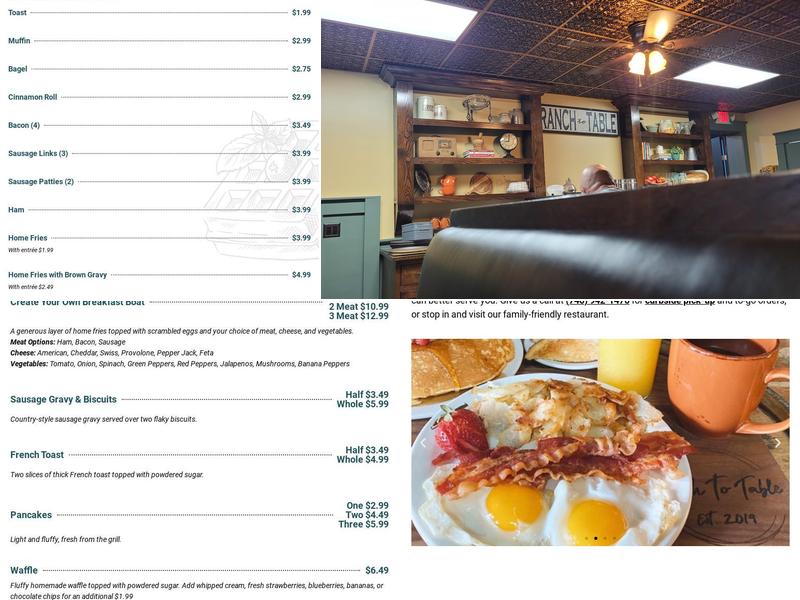 Ranch To Table Restaurant Menu