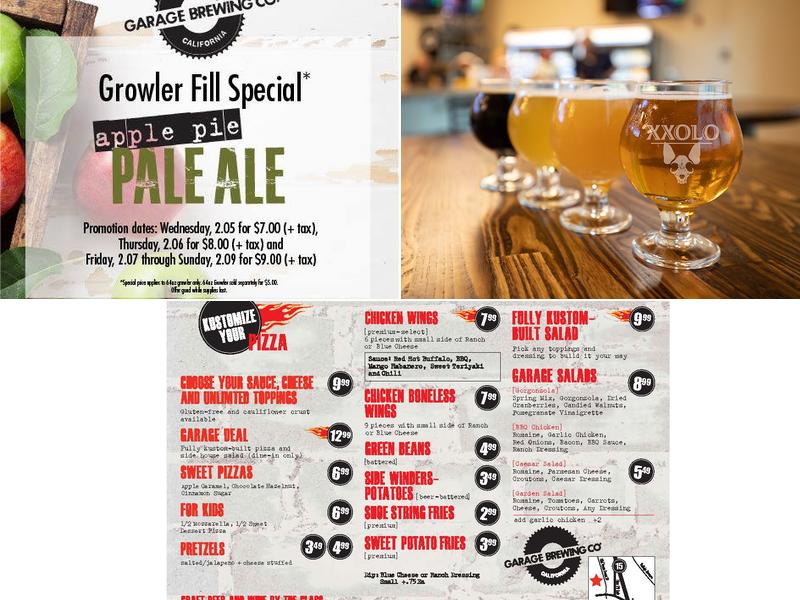 Garage Brewing Co - Tap Room Menu