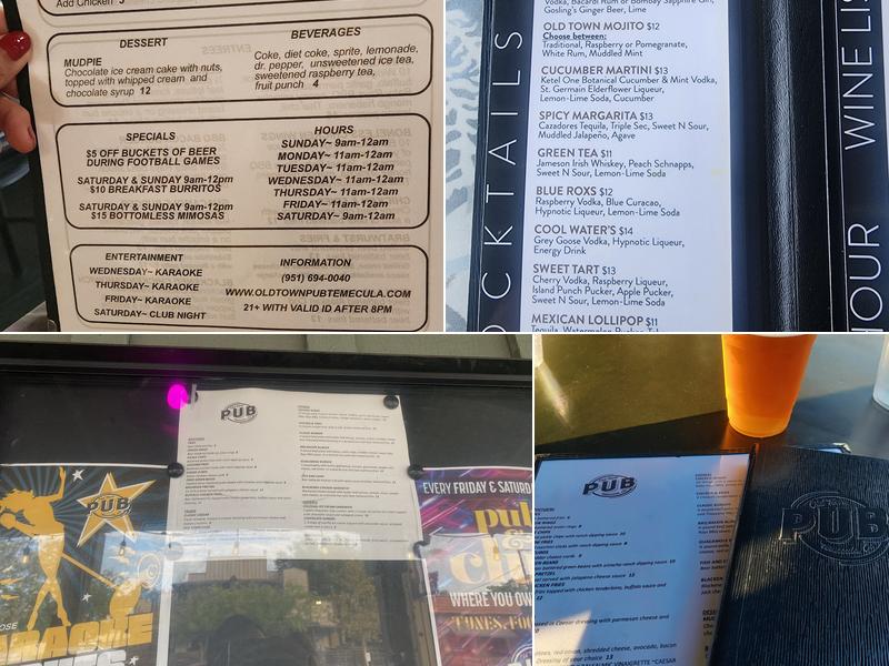 Old Town Pub & Grub Menu