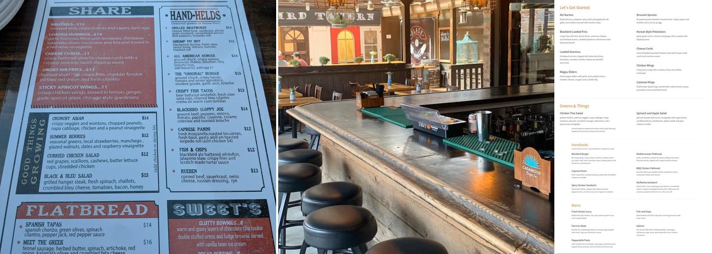 Blackbird Tavern Menu