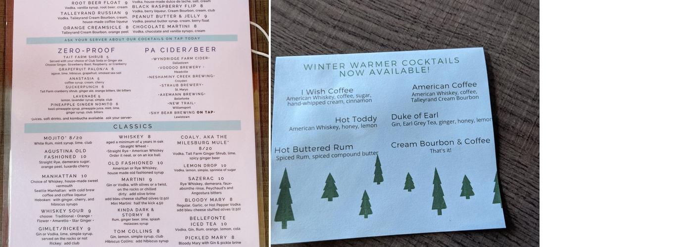 Big Spring Spirits Menu