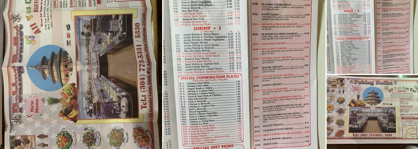 Peking Buffet Menu