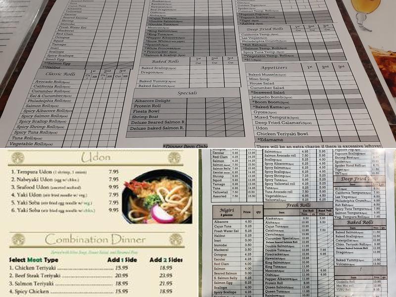 Gin Sushi Menu