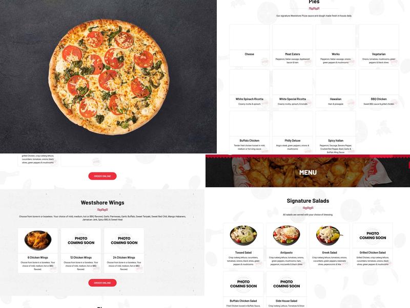 Westshore Pizza Menu