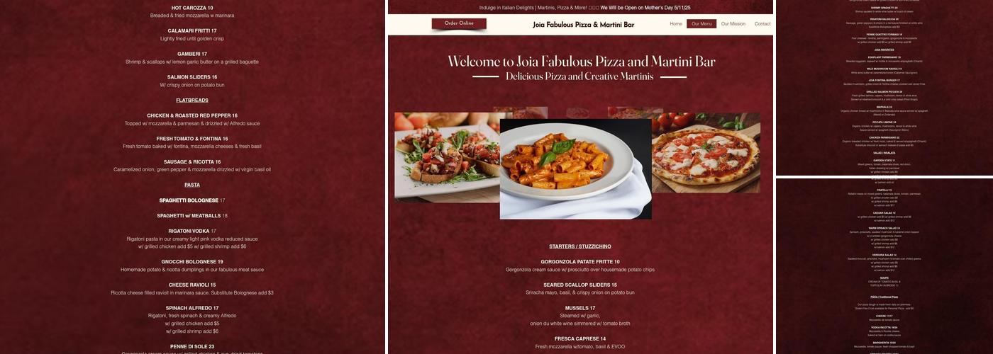 Joia Fabulous Pizza & Martini Bar Menu