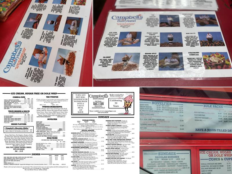 Campbell's Dairyland Menu