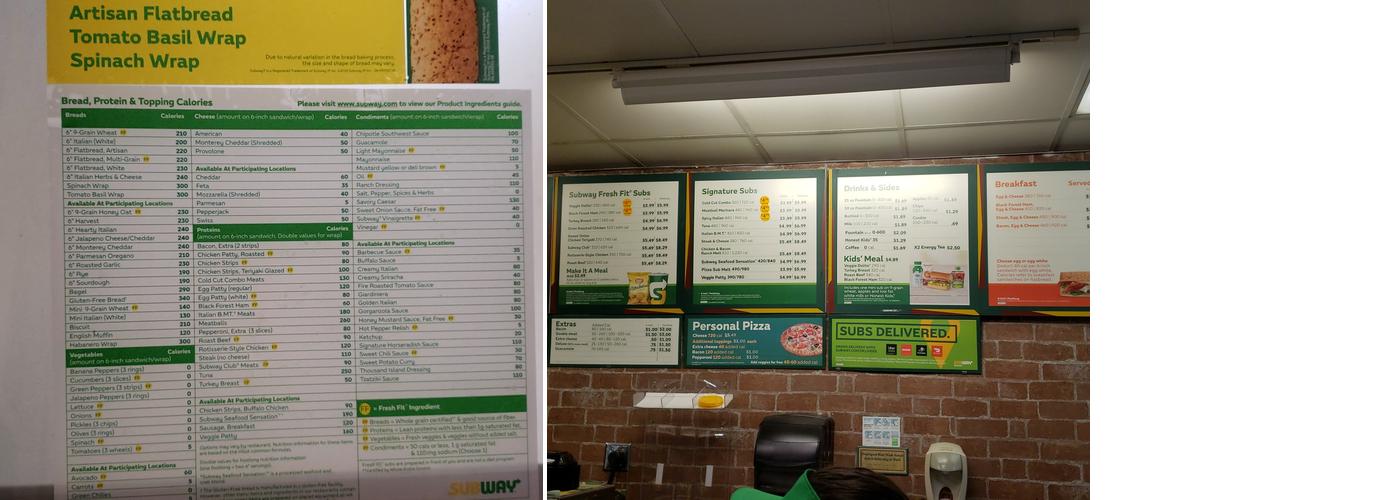 Subway Menu