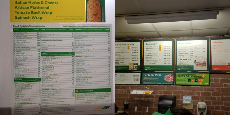 Subway Menu