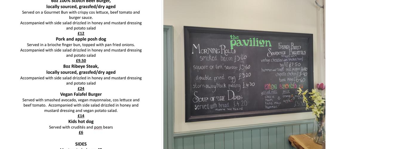 The Pavilion Menu