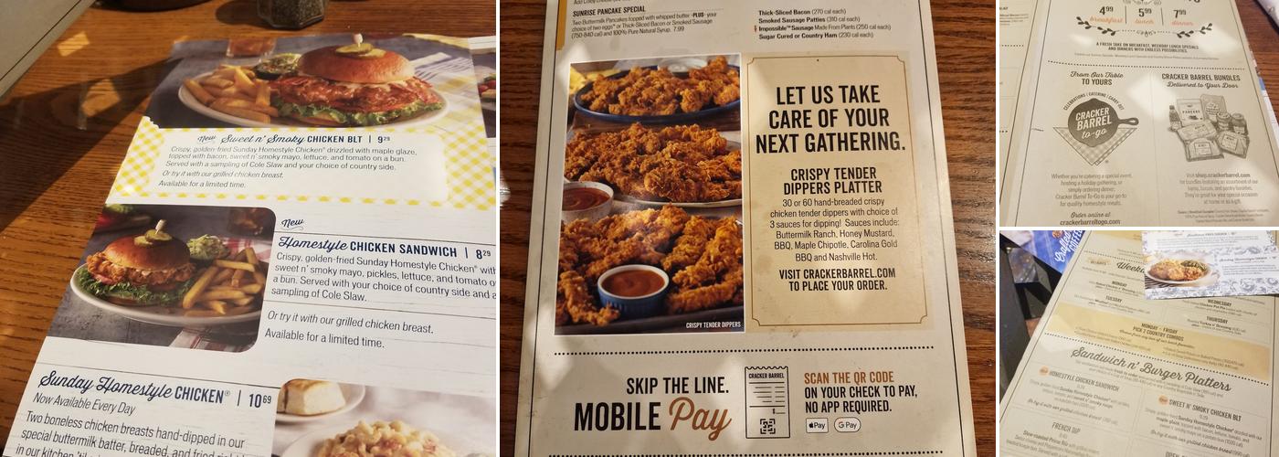 Cracker Barrel Old Country Store Menu