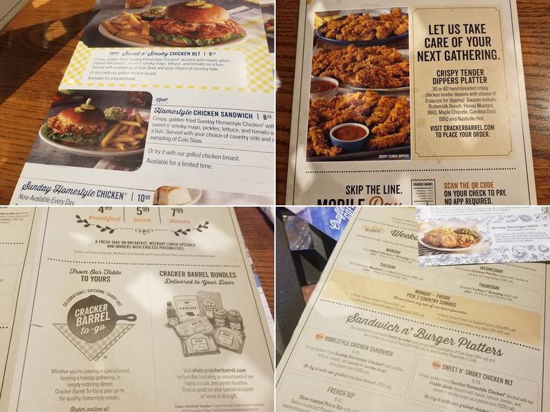 Cracker Barrel Old Country Store Menu