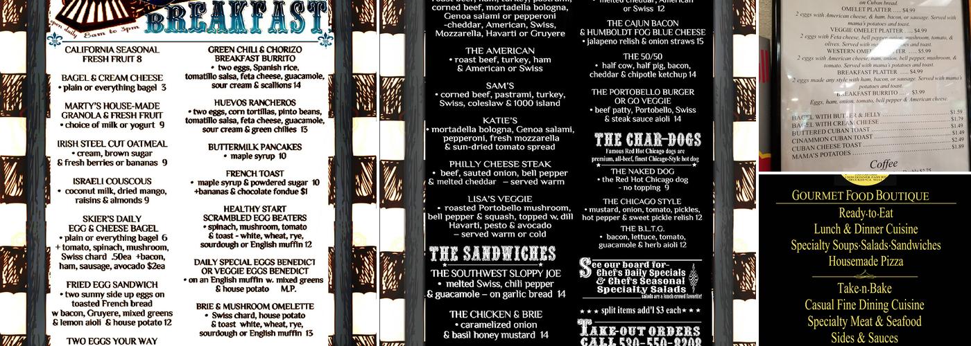 Marty's Cafe Menu