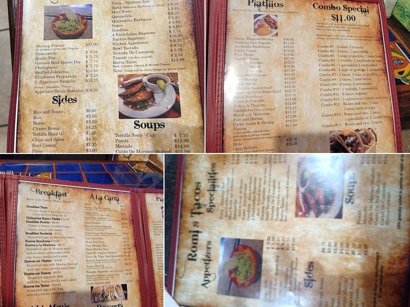 Romi's Tacos Menu