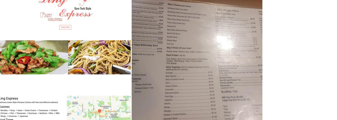 Ling Express Menu