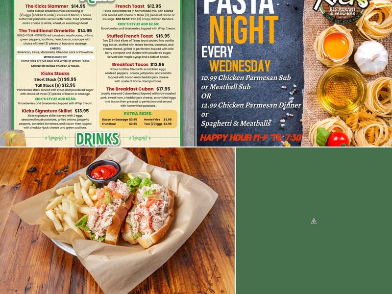 JF Kicks Restaurant & Patio Bar Menu