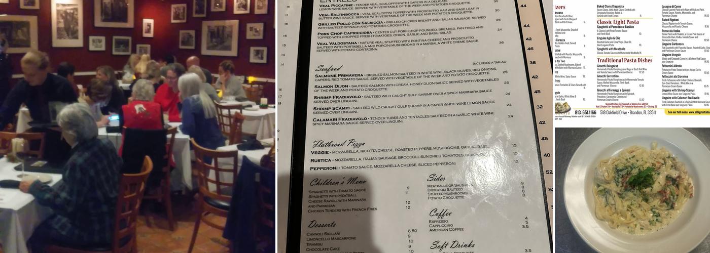 Allegria Italiana Menu