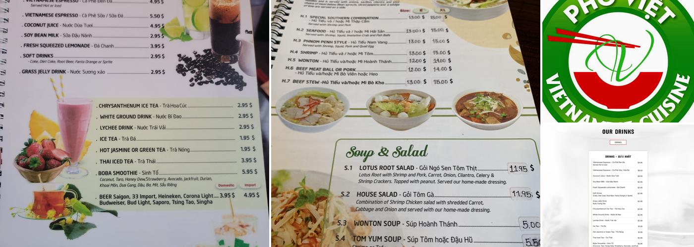 Pho Viet Menu