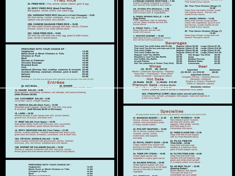Thai Time Menu