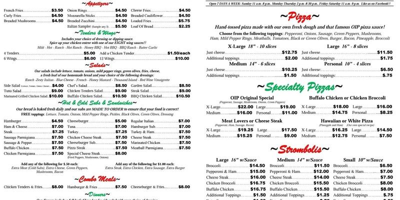 Borger OIP Petersburg Menu
