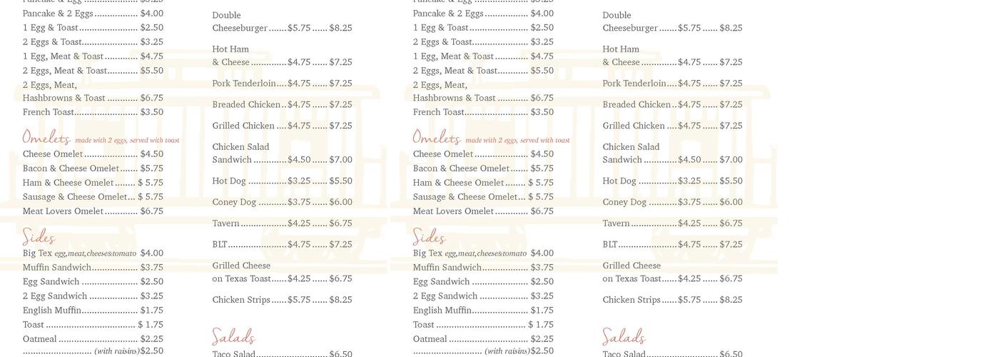 Boxcar's Cafe Menu