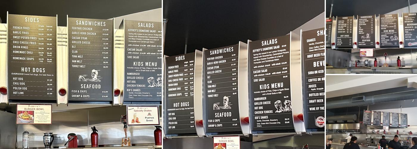 Jeffrey's Hamburgers Menu