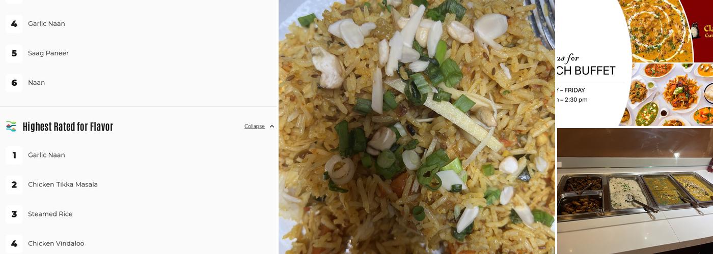 Clay Oven Cuisine of India Menu