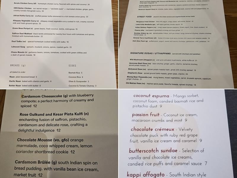 Saffron - Burlingame Menu