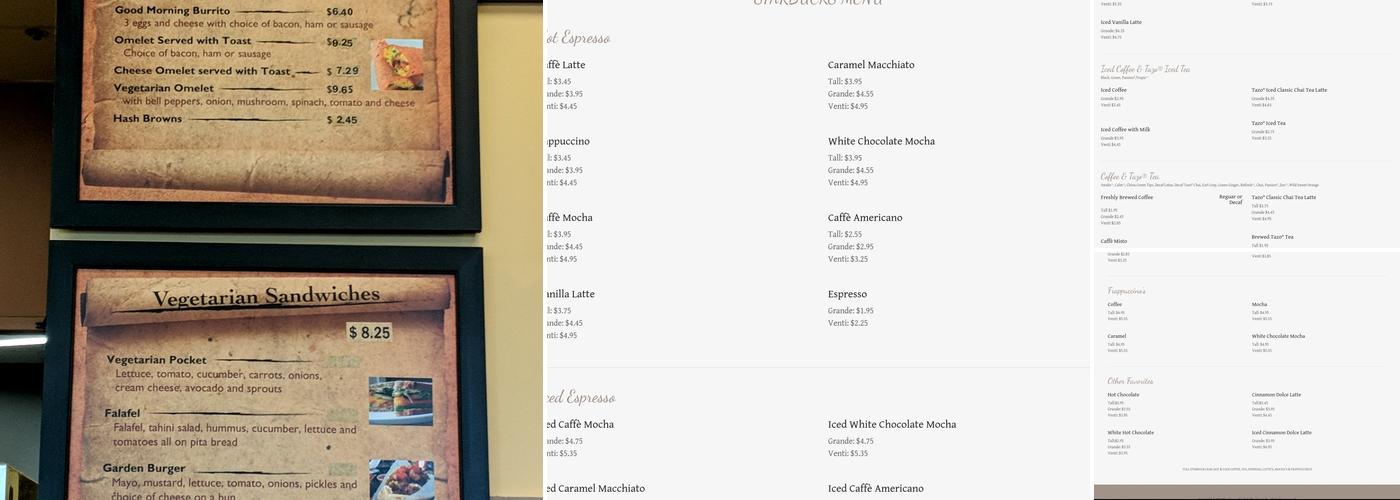 Vineyard Cafe Menu