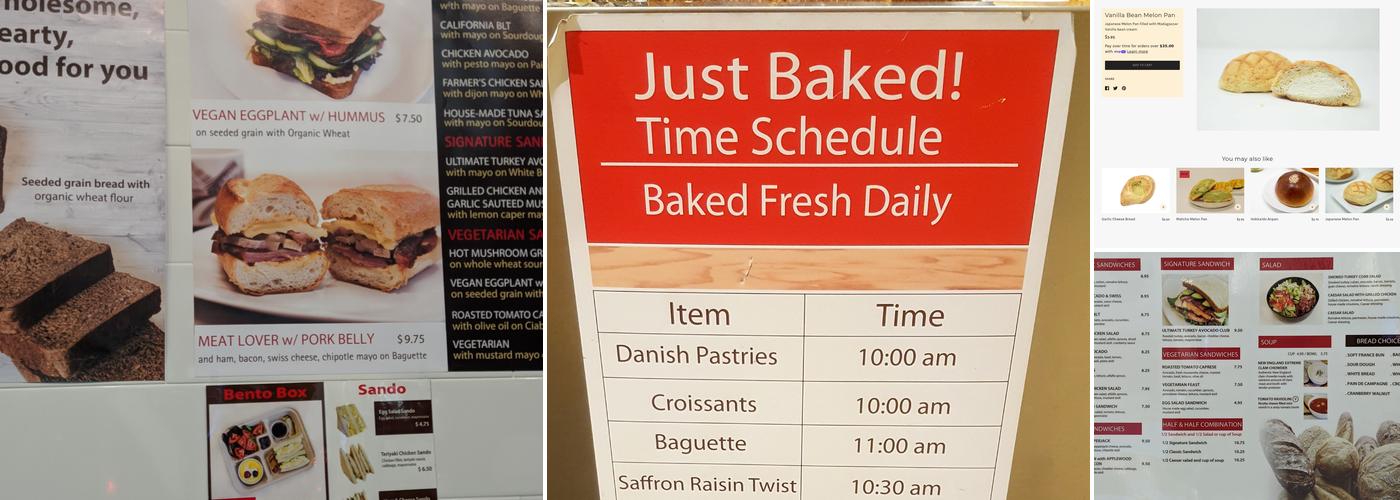 Andersen Bakery Menu