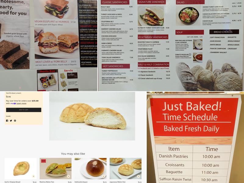 Andersen Bakery Menu