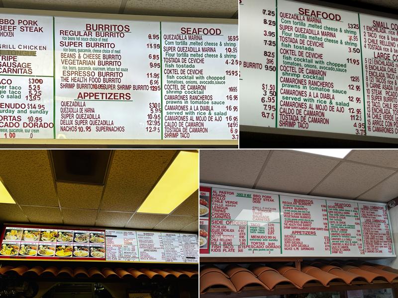 Charlie's Taqueria Menu