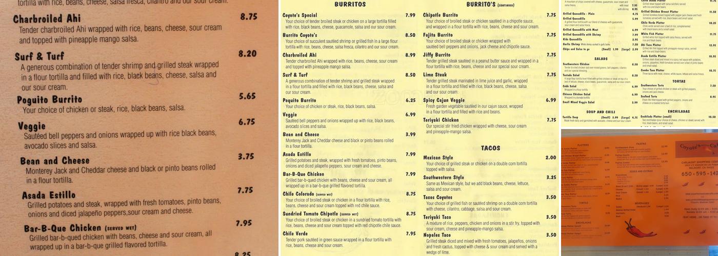 Coyote's Mexican Cafe Menu